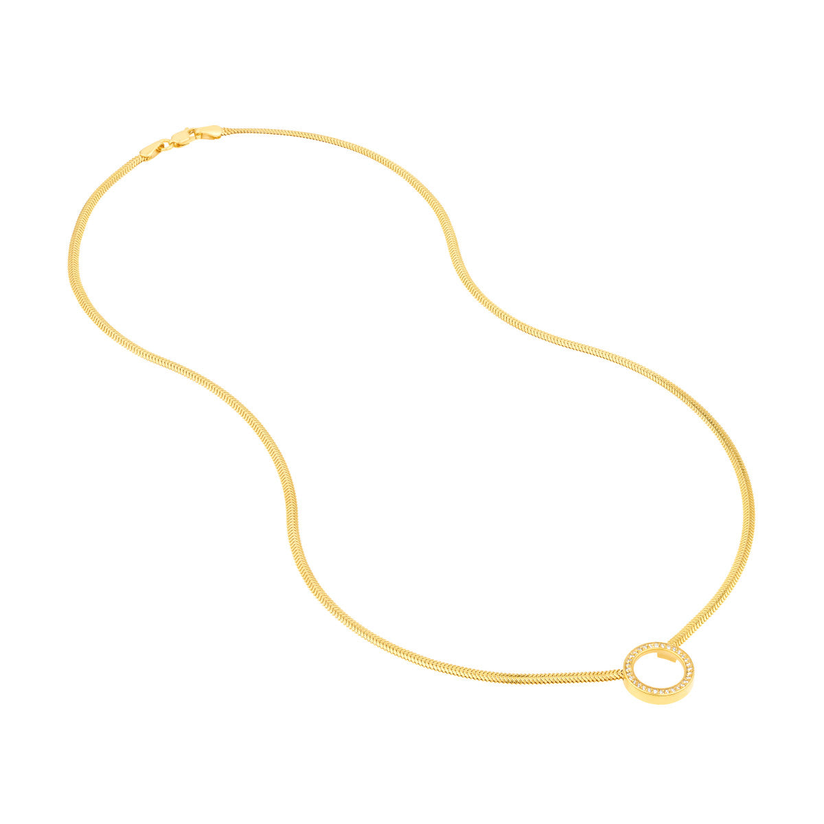 Diamond Circle Snake Necklace 14K Yellow Gold