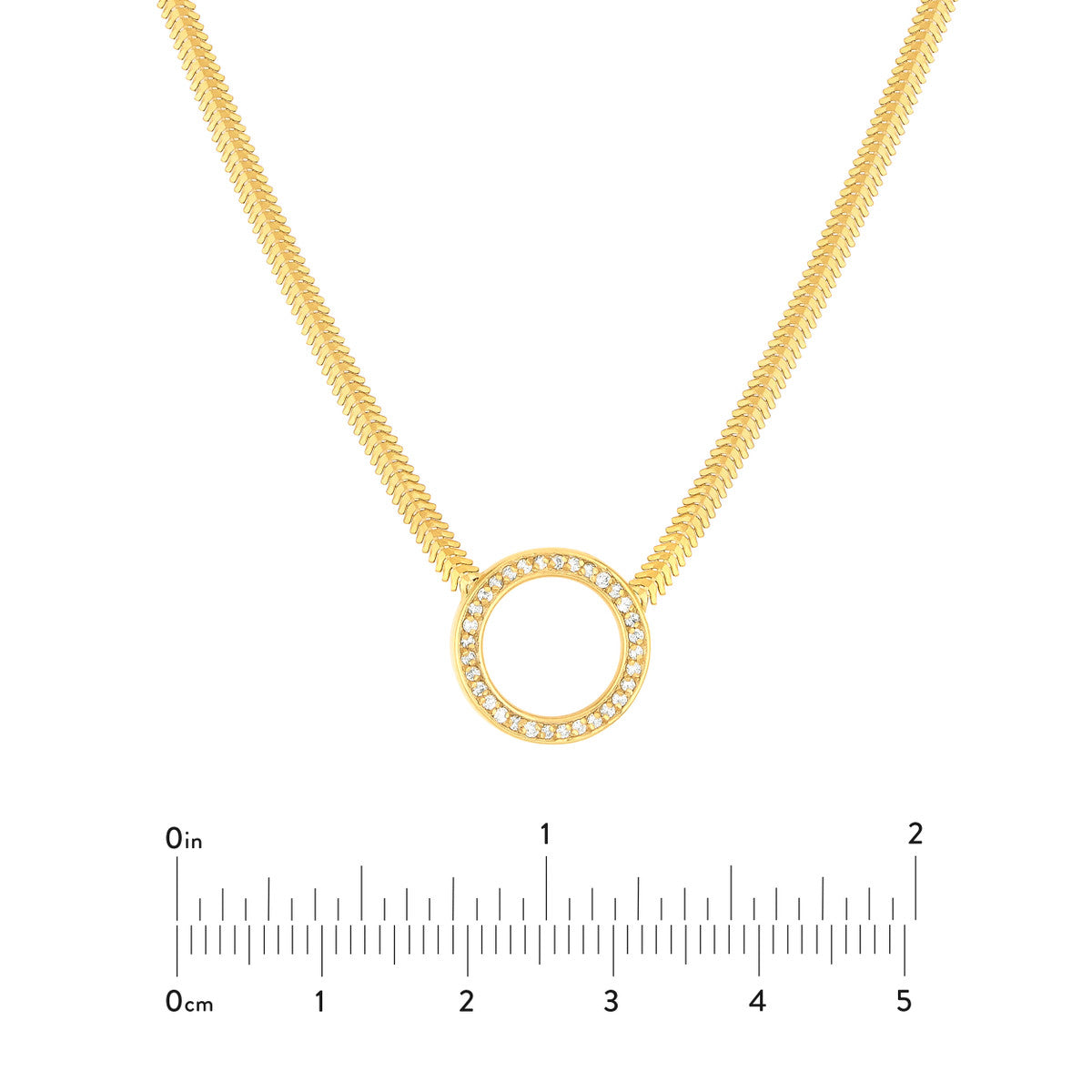 Diamond Circle Snake Necklace 14K Yellow Gold