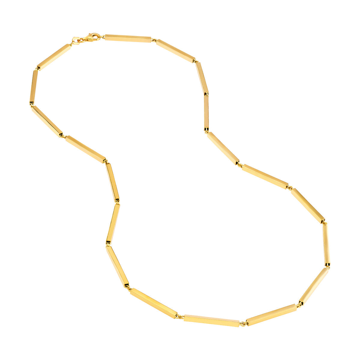 Square Bar Station Necklace 14K Yellow Gold