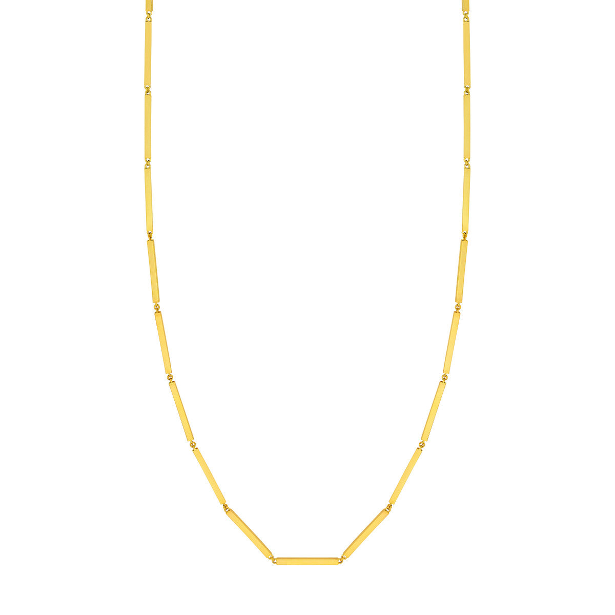 Square Bar Station Necklace 14K Yellow Gold