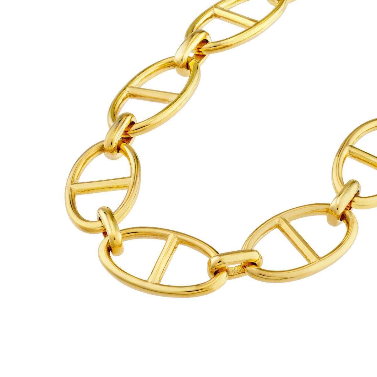 Diamond Pear Lock Oval Link Bracelet 14K Yellow Gold