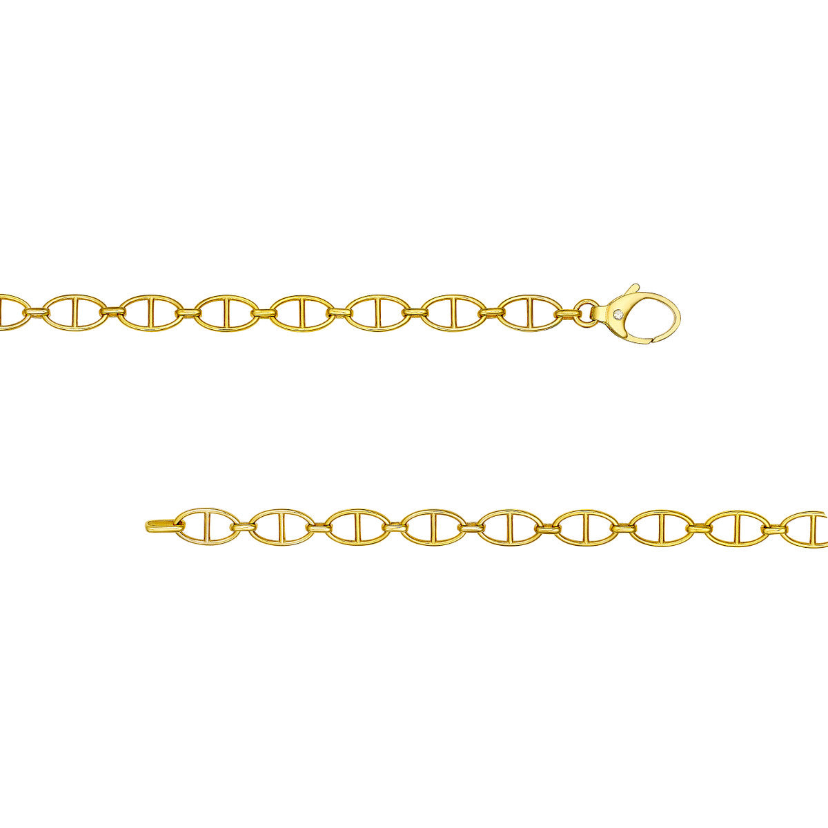 Diamond Pear Lock Oval Link Bracelet 14K Yellow Gold