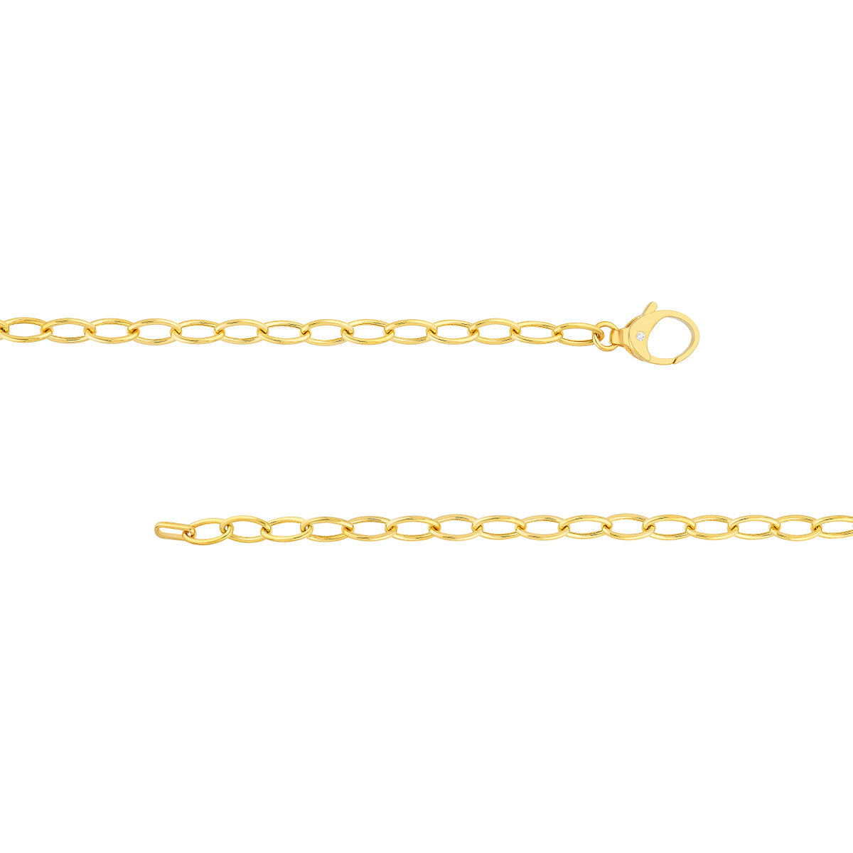 Diamond Pear Lock Oval Link Chain 14K Yellow Gold