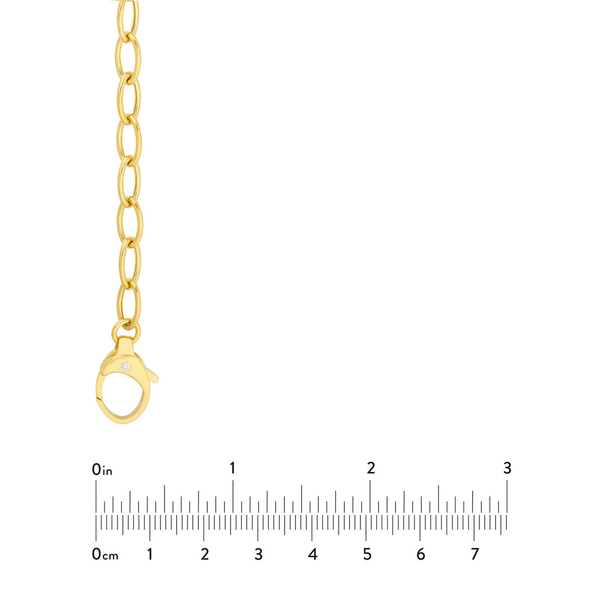 Diamond Pear Lock Oval Link Chain 14K Yellow Gold