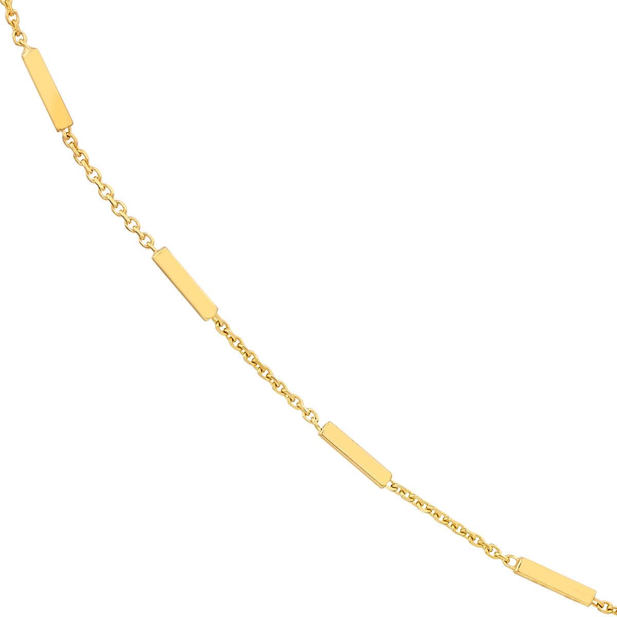 Bar Station Cable Chain 14K Yellow Gold