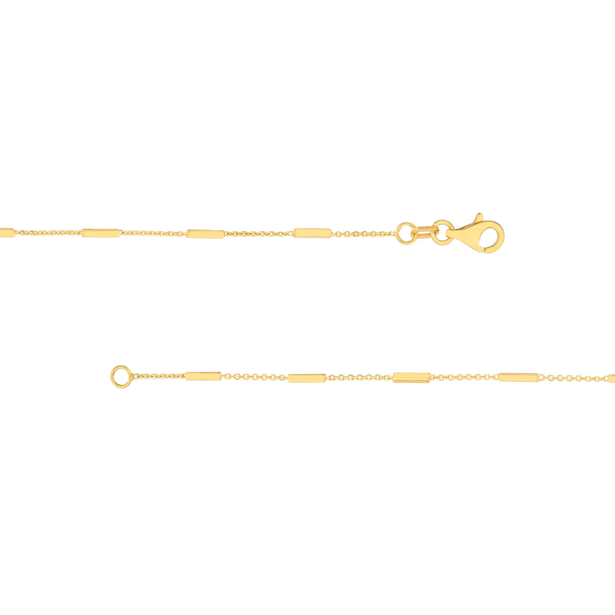 Bar Station Cable Chain 14K Yellow Gold