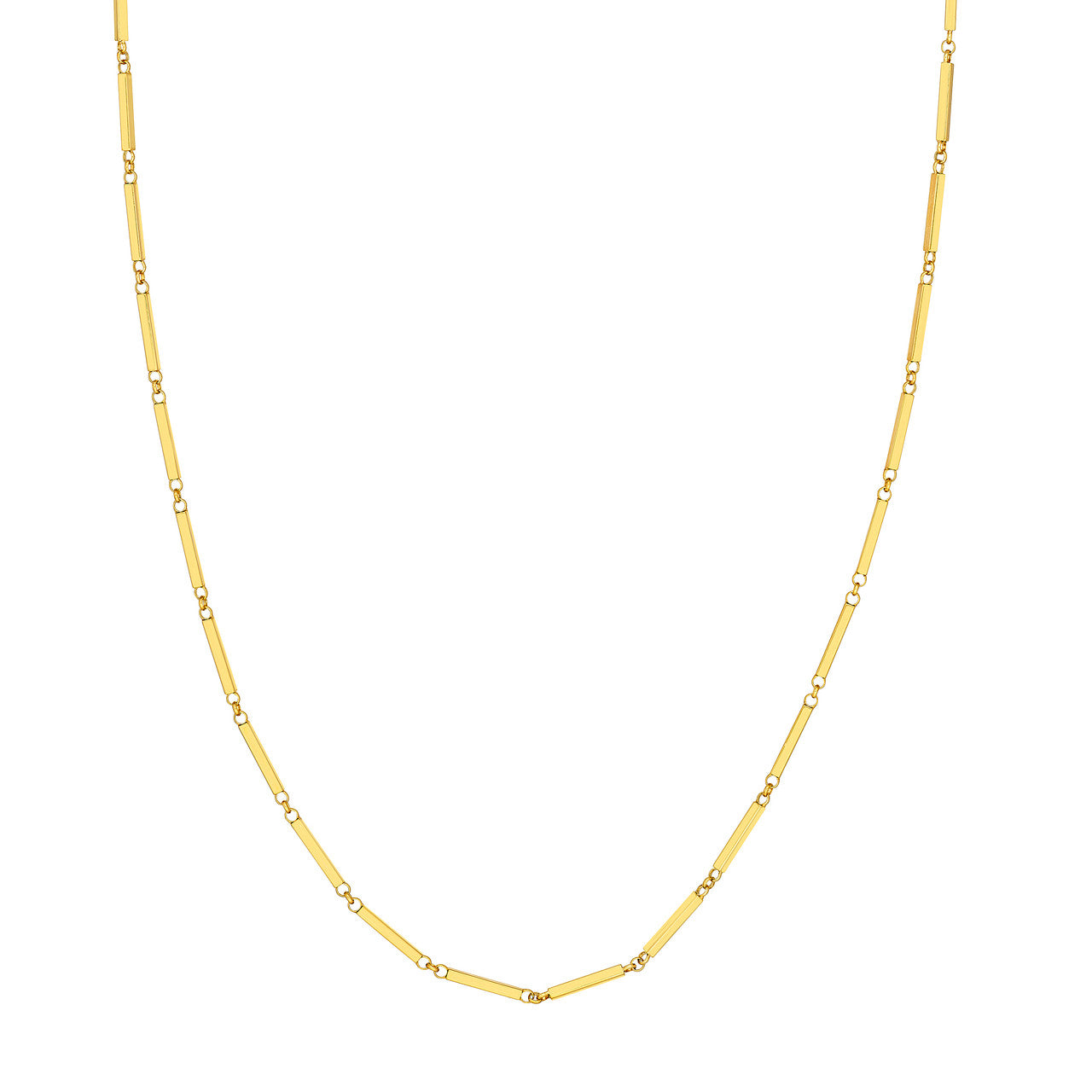 Bar Station Chain 14K Yellow Gold