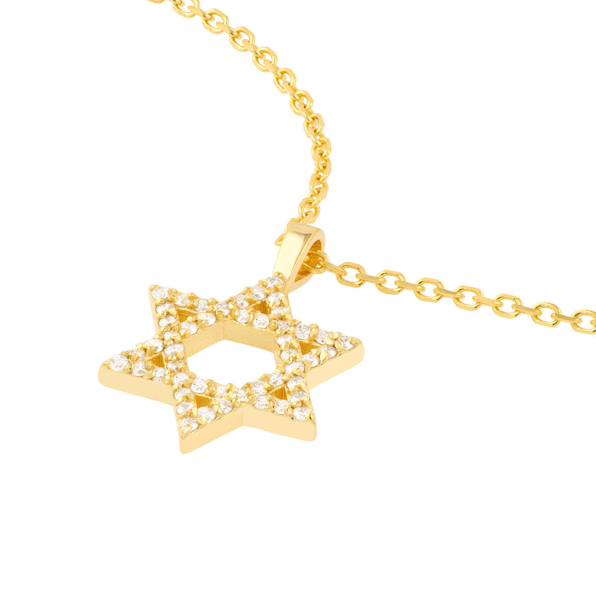1/5tcw Diamond Star of David Necklace 14K Yellow Gold