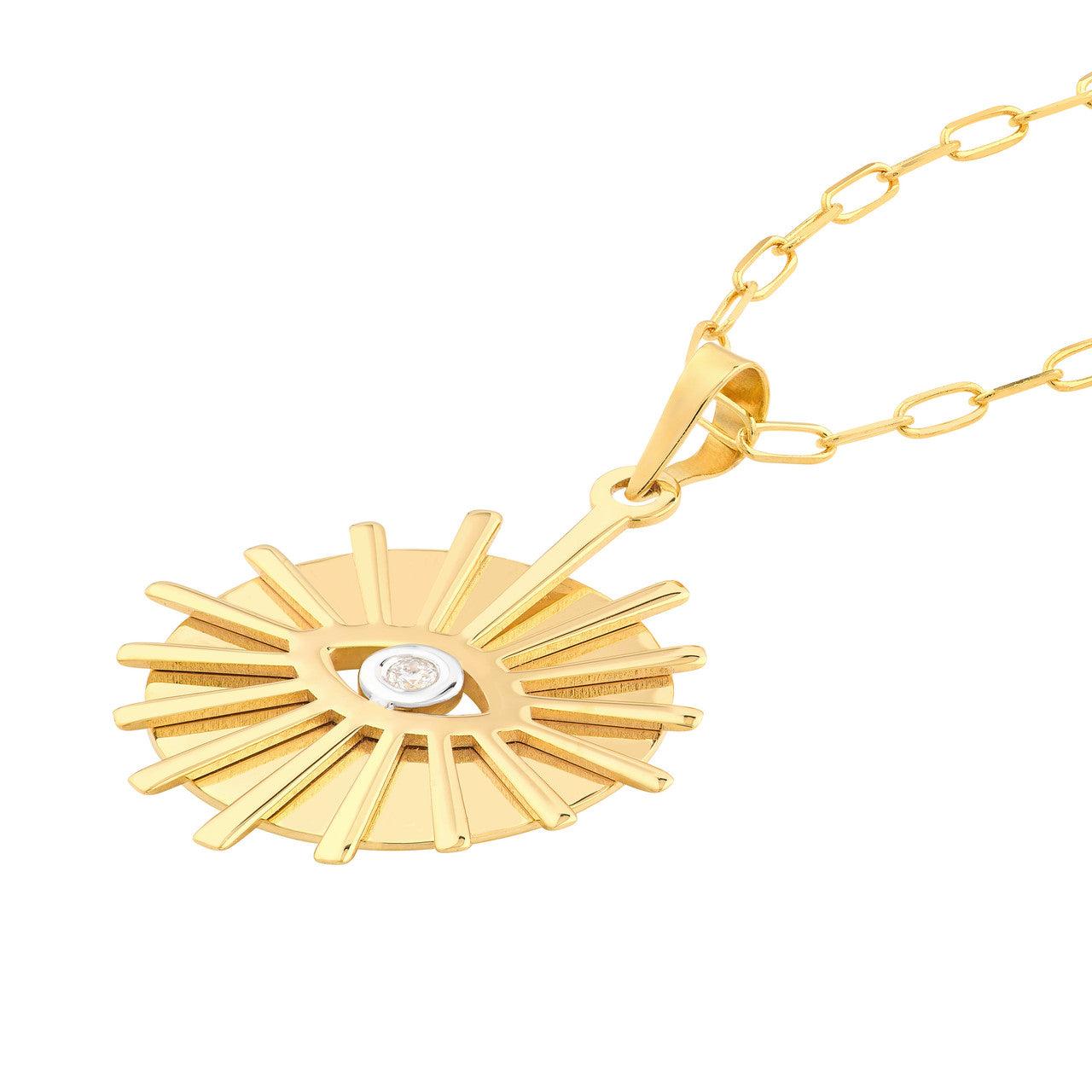 3pt Diamond Eye Stick Frame Pendant 14K Yellow Gold