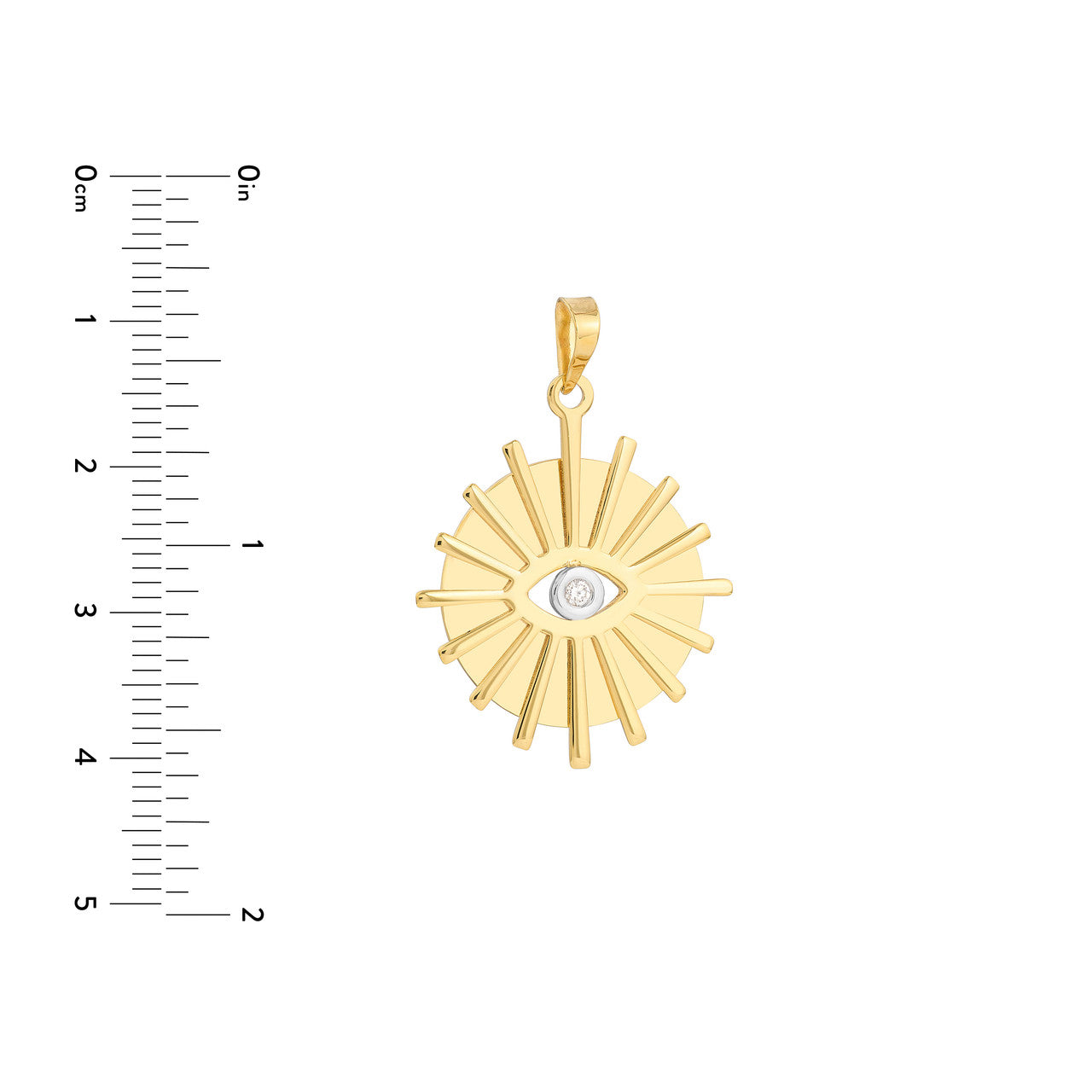 3pt Diamond Eye Stick Frame Pendant 14K Yellow Gold