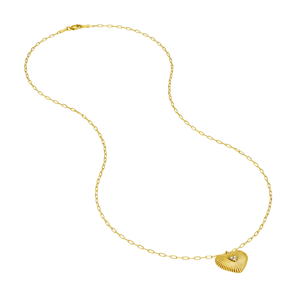 Diamond Radiant Heart Pendant Necklace in 14K Yellow Gold