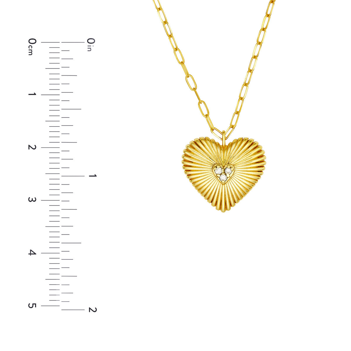 Diamond Radiant Heart Pendant Necklace in 14K Yellow Gold