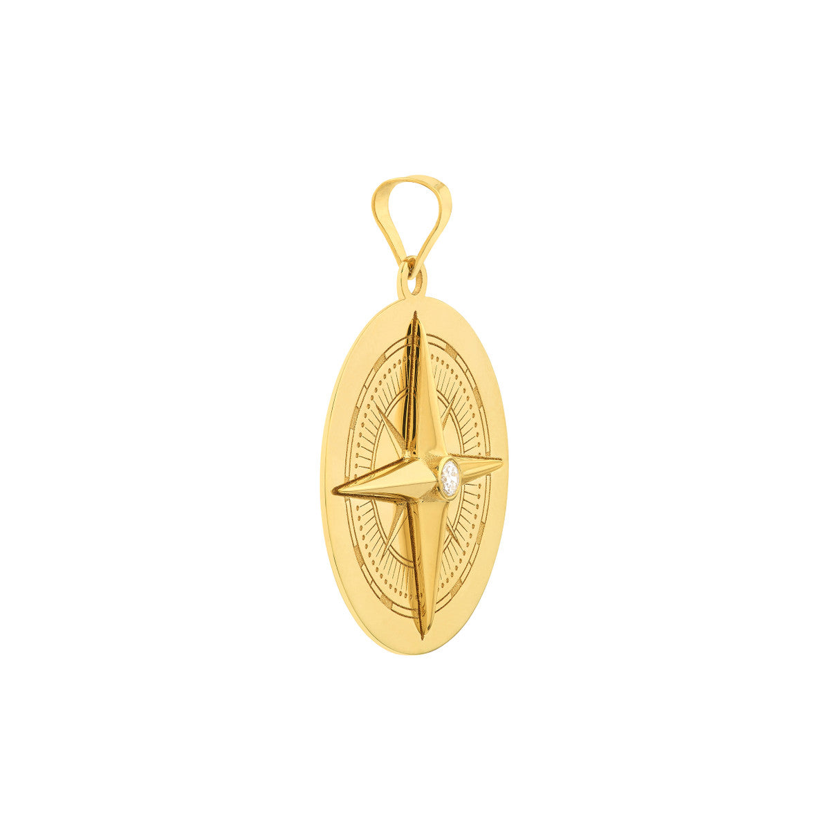 1/20tcw Diamond Compass Pendant 14K Yellow Gold