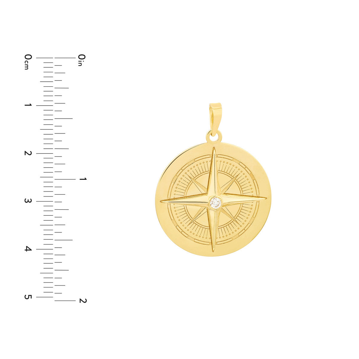 1/20tcw Diamond Compass Pendant 14K Yellow Gold