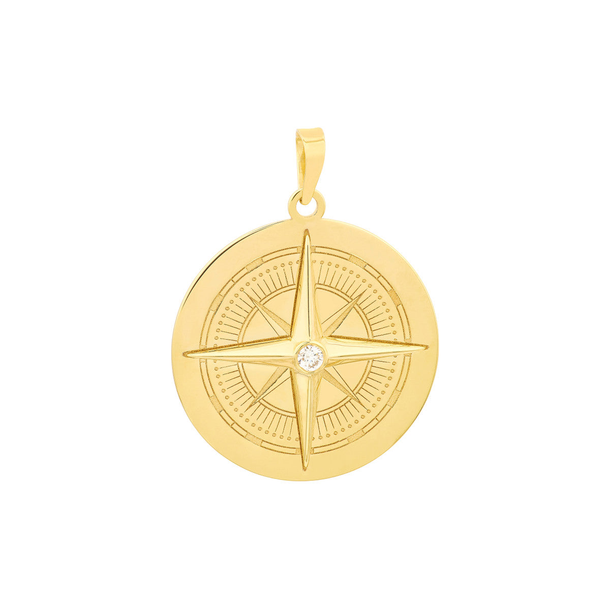 1/20tcw Diamond Compass Pendant 14K Yellow Gold
