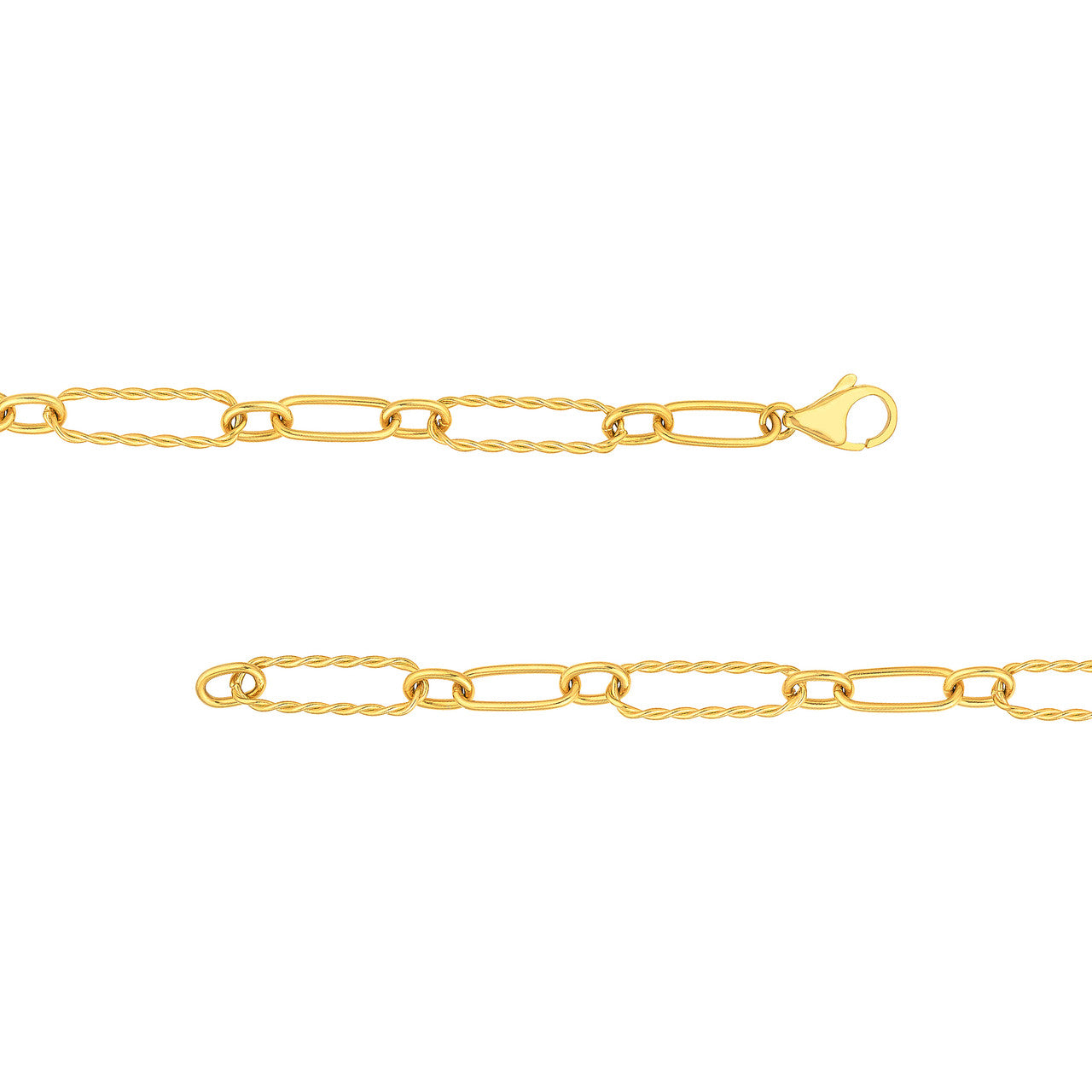 Twist and Polished Oval Link Necklace 14k Yellow Gold