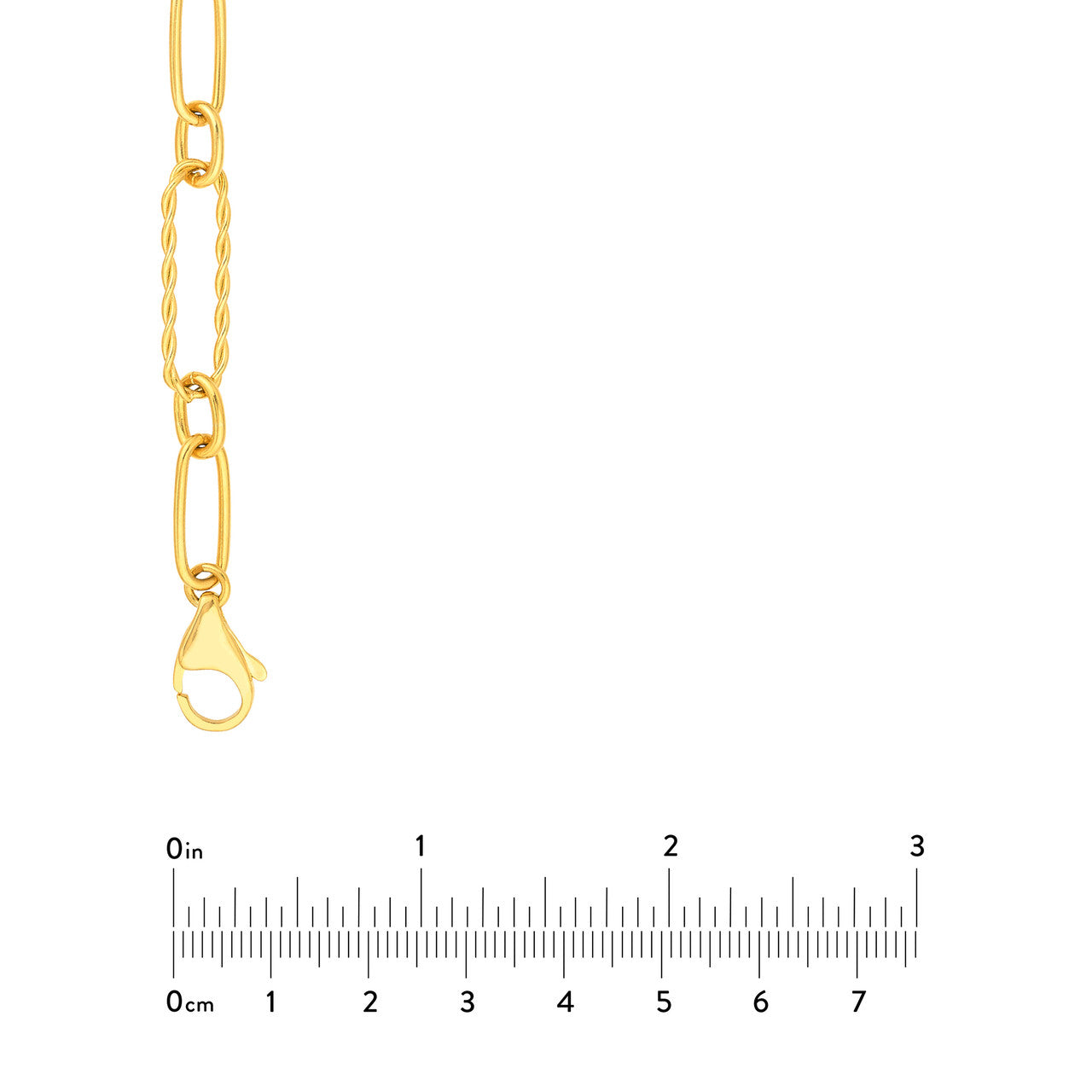 Twist and Polished Oval Link Necklace 14k Yellow Gold