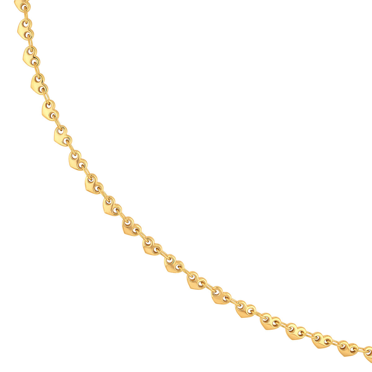 Solid Small Heart Link Chain 14K Yellow Gold