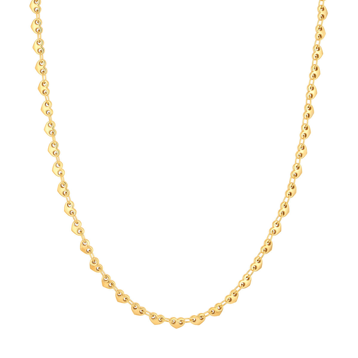 Solid Small Heart Link Chain 14K Yellow Gold