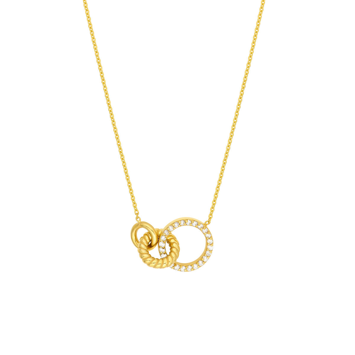 Linked Circle Ring Necklace in 14K Yellow Gold