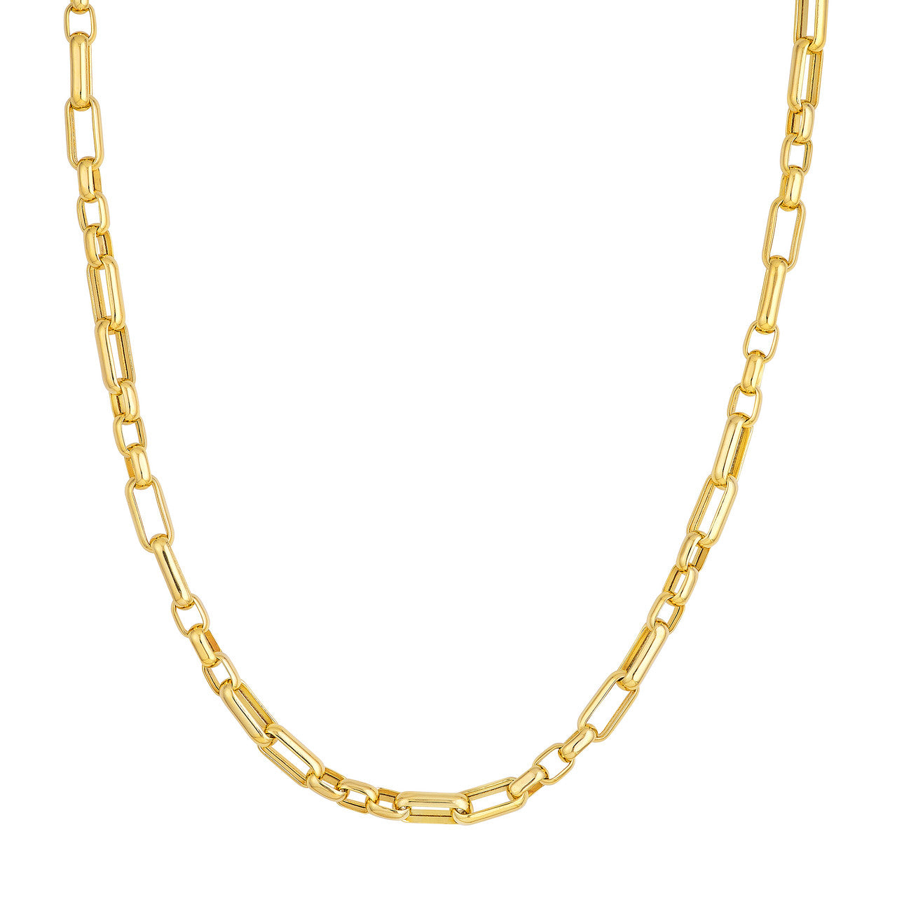 Hollow Handmade Oval Link Chain in 14K Yellow Gold