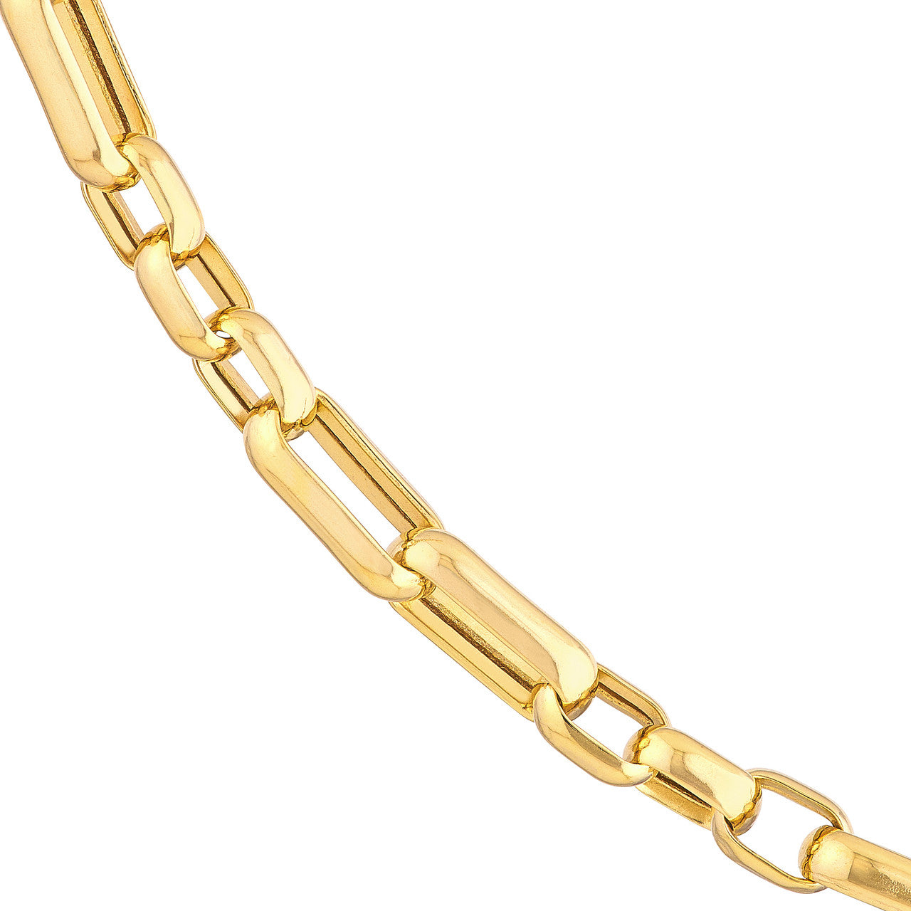 Hollow Handmade Oval Link Chain in 14K Yellow Gold