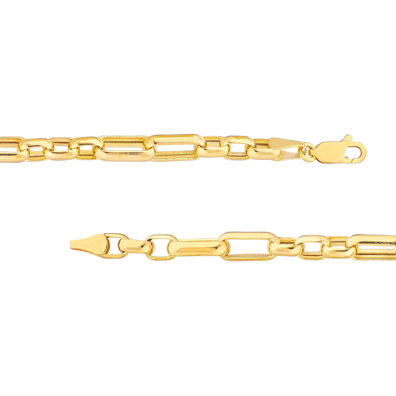 Hollow Handmade Oval Link Chain in 14K Yellow Gold