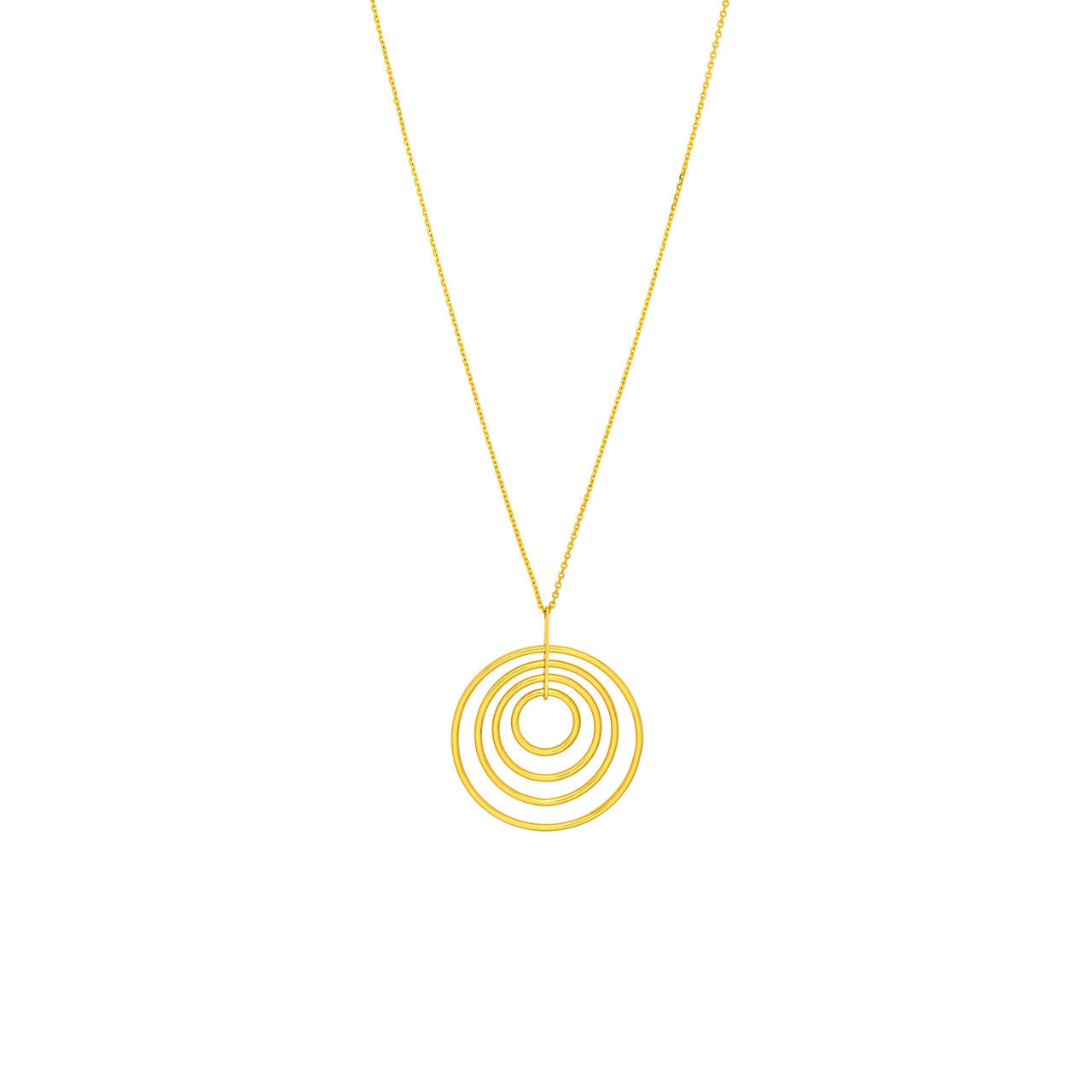 Concentric Circle Pendant Necklace 14k Yellow Gold