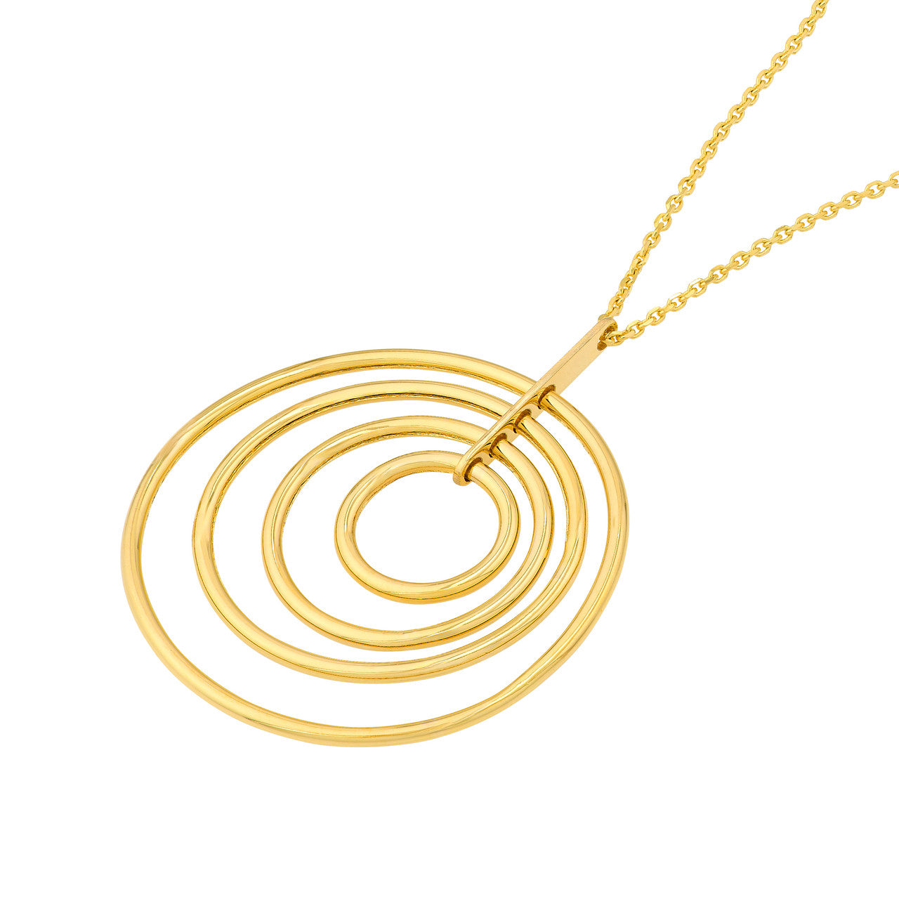 Concentric Circle Pendant Necklace 14k Yellow Gold