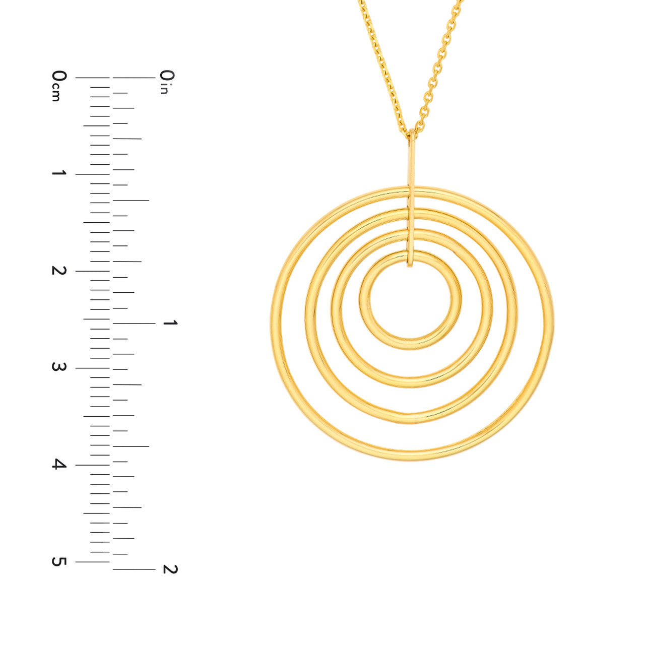 Concentric Circle Pendant Necklace 14k Yellow Gold