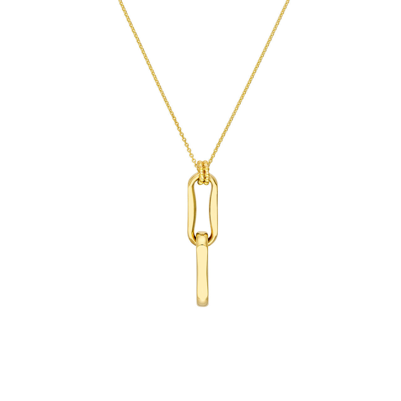 Double Oval Link Pendant Necklace 14k Yellow Gold