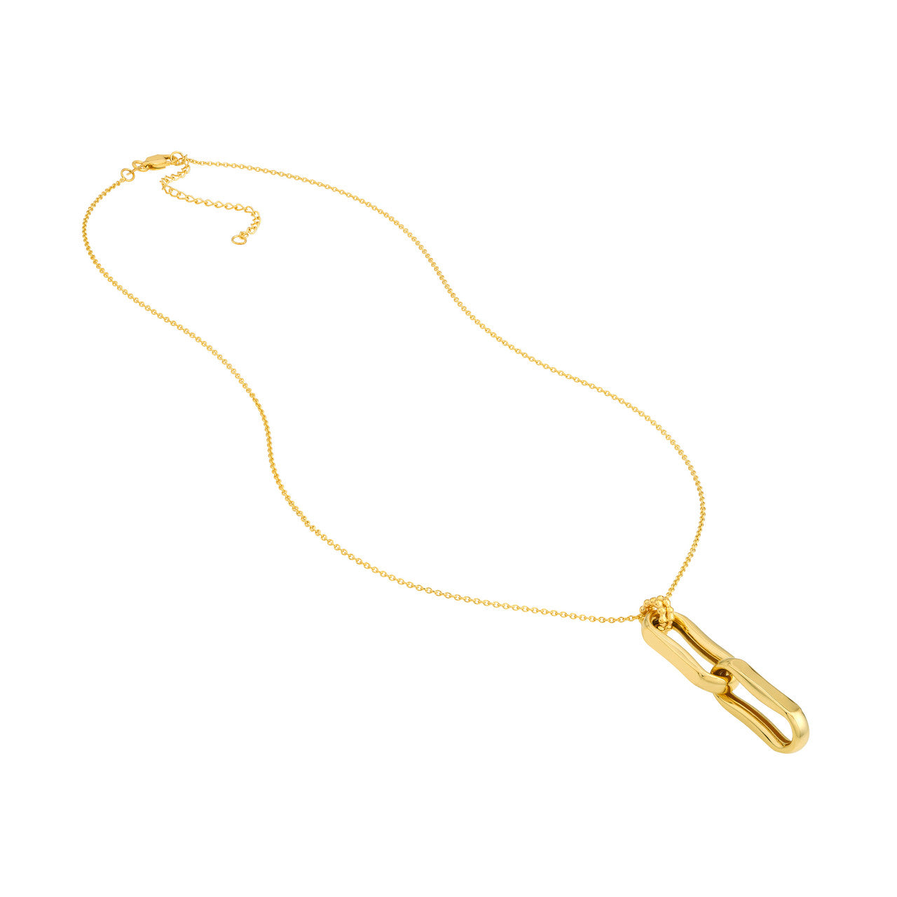 Double Oval Link Pendant Necklace 14k Yellow Gold