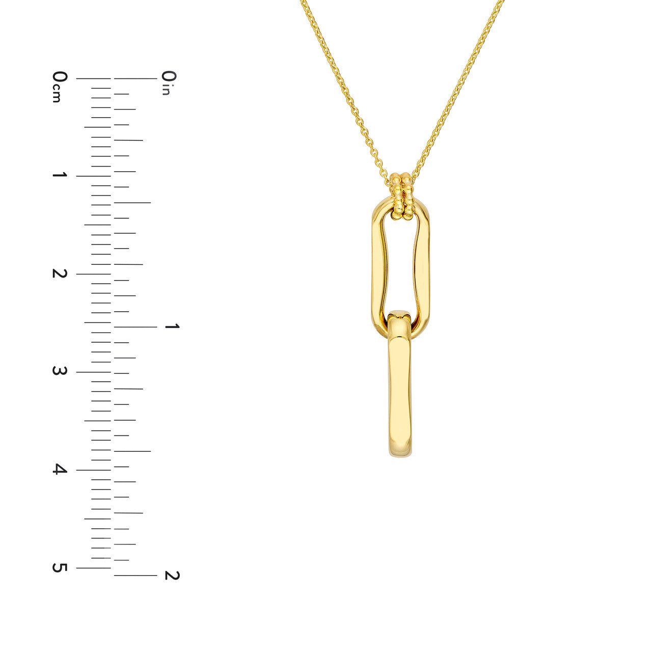 Double Oval Link Pendant Necklace 14k Yellow Gold