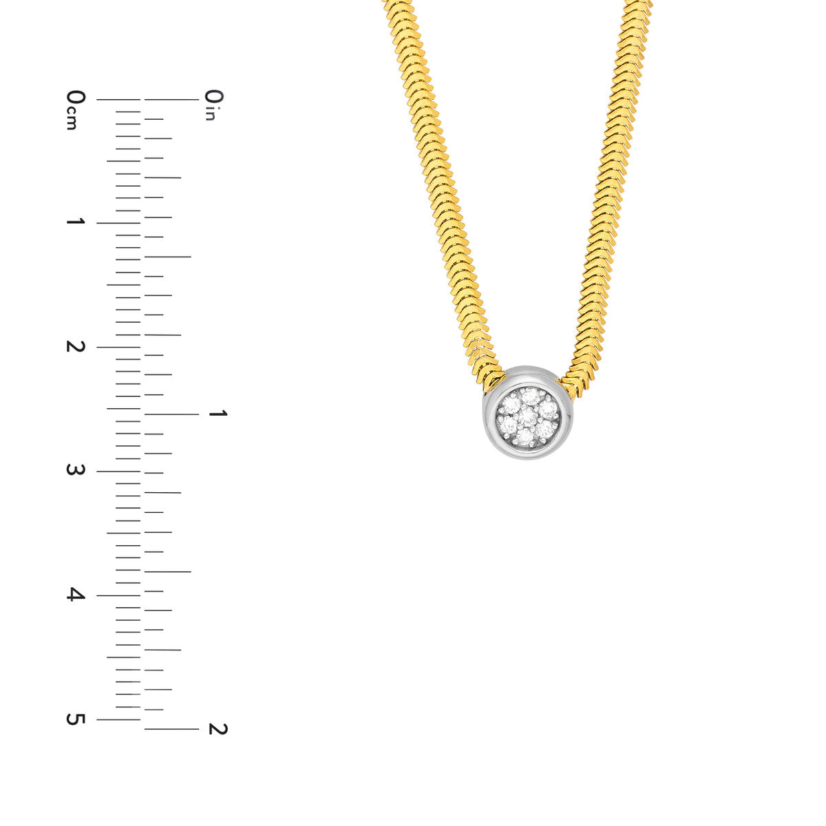 Two Tone Diamond Pendant Snake Necklace 14K Two-tone Gold