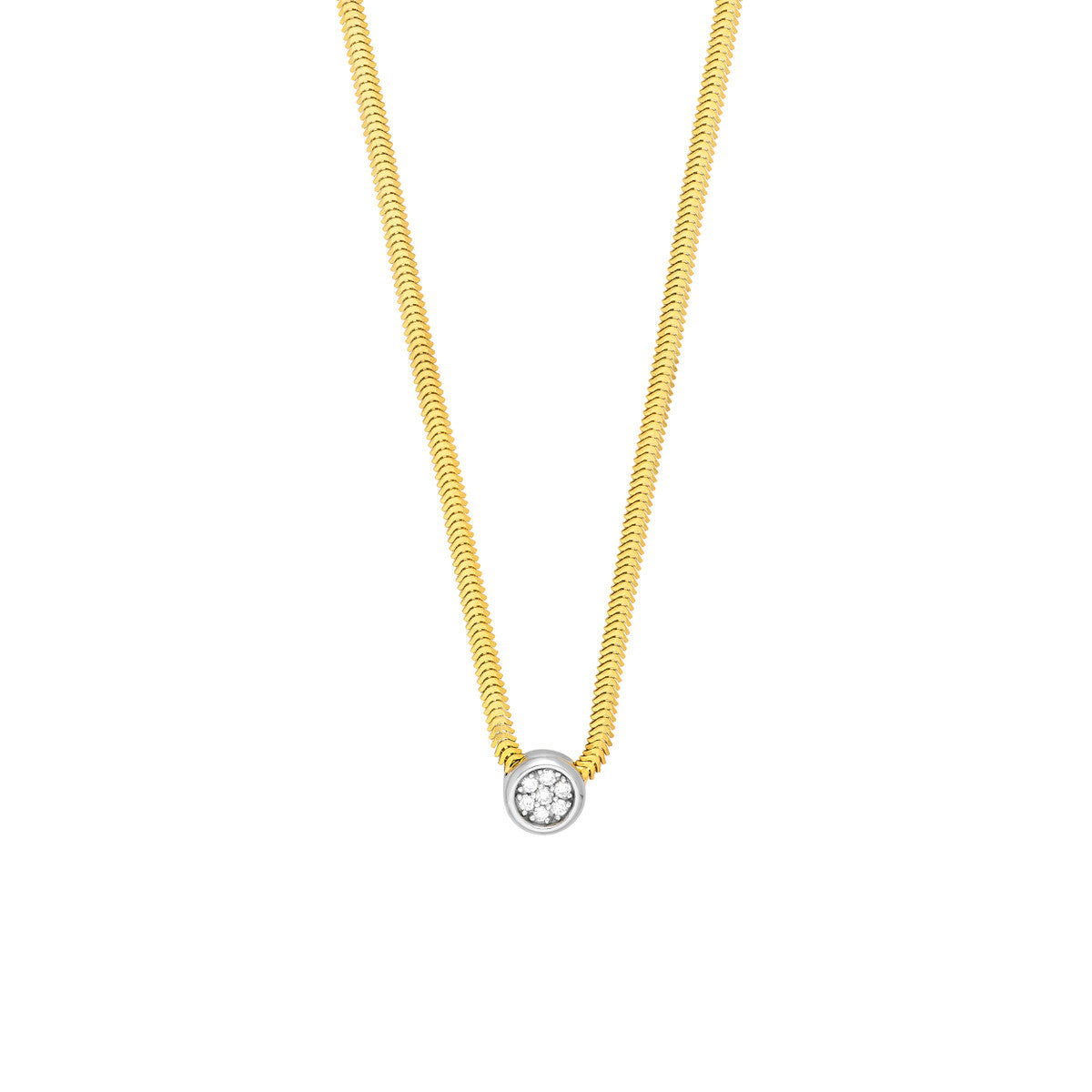 Two Tone Diamond Pendant Snake Necklace 14K Two-tone Gold