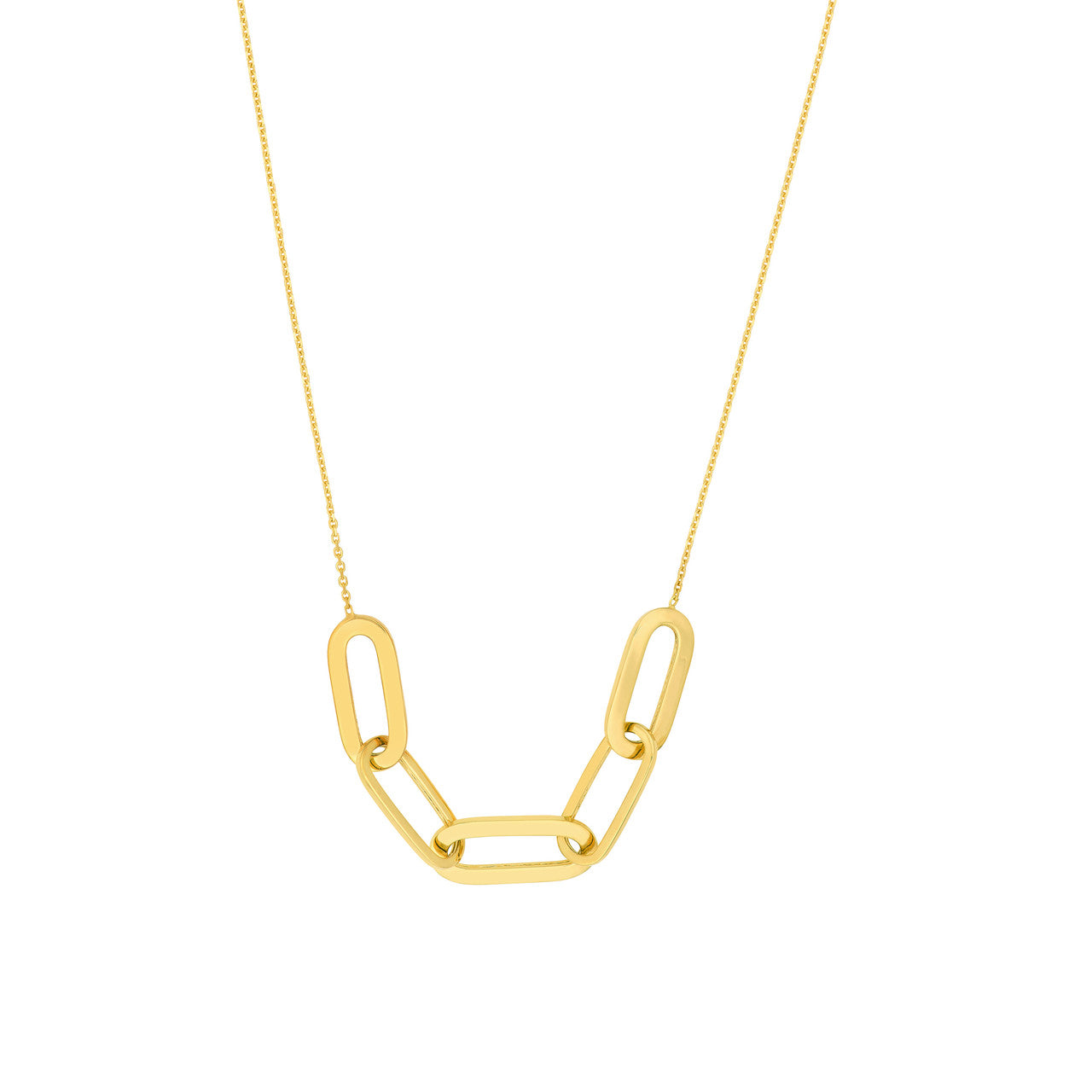 Large Oval Link Element Necklace 14k Yellow Gold