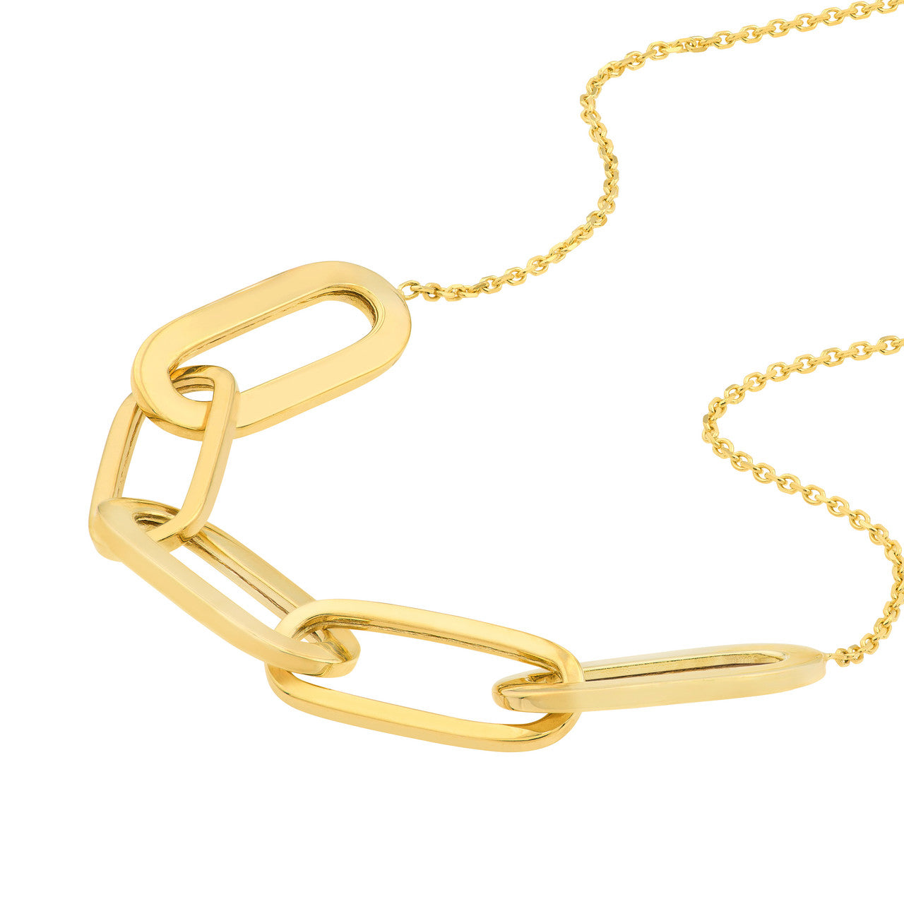Large Oval Link Element Necklace 14k Yellow Gold