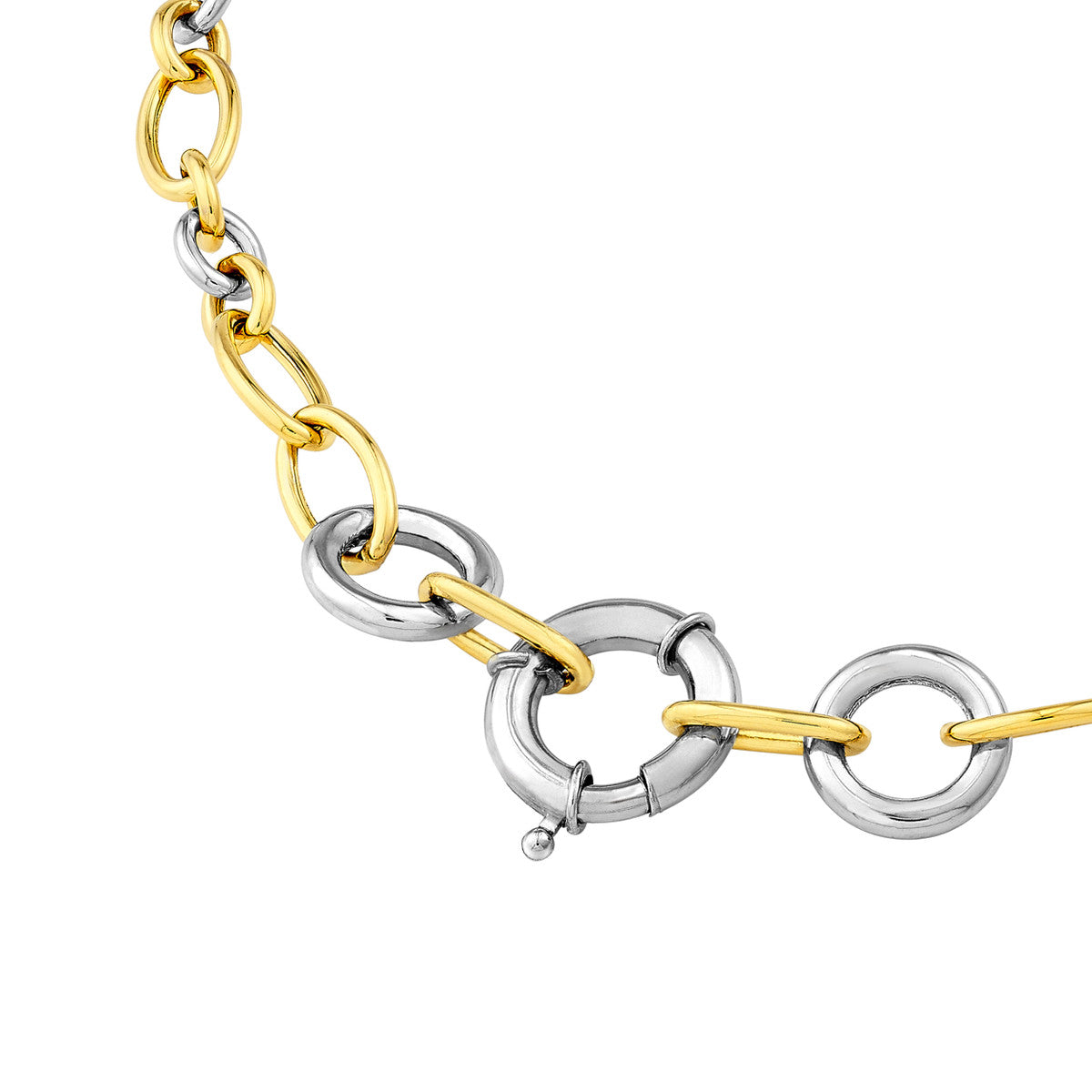 Two Tone Alternate Oval Link Necklace 14K Gold