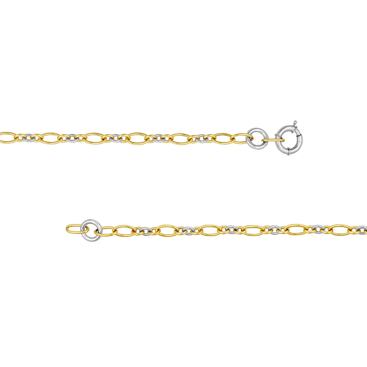 Two Tone Alternate Oval Link Necklace 14K Gold