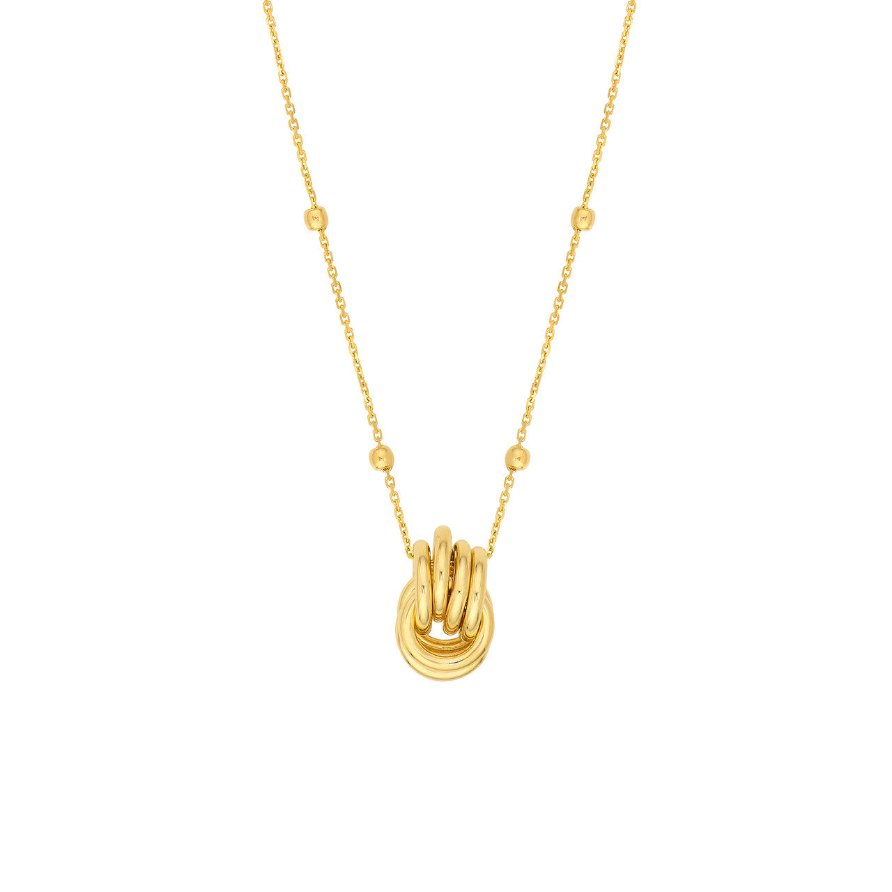 Round Link Nest Pendant Station Necklace 14k Yellow Gold