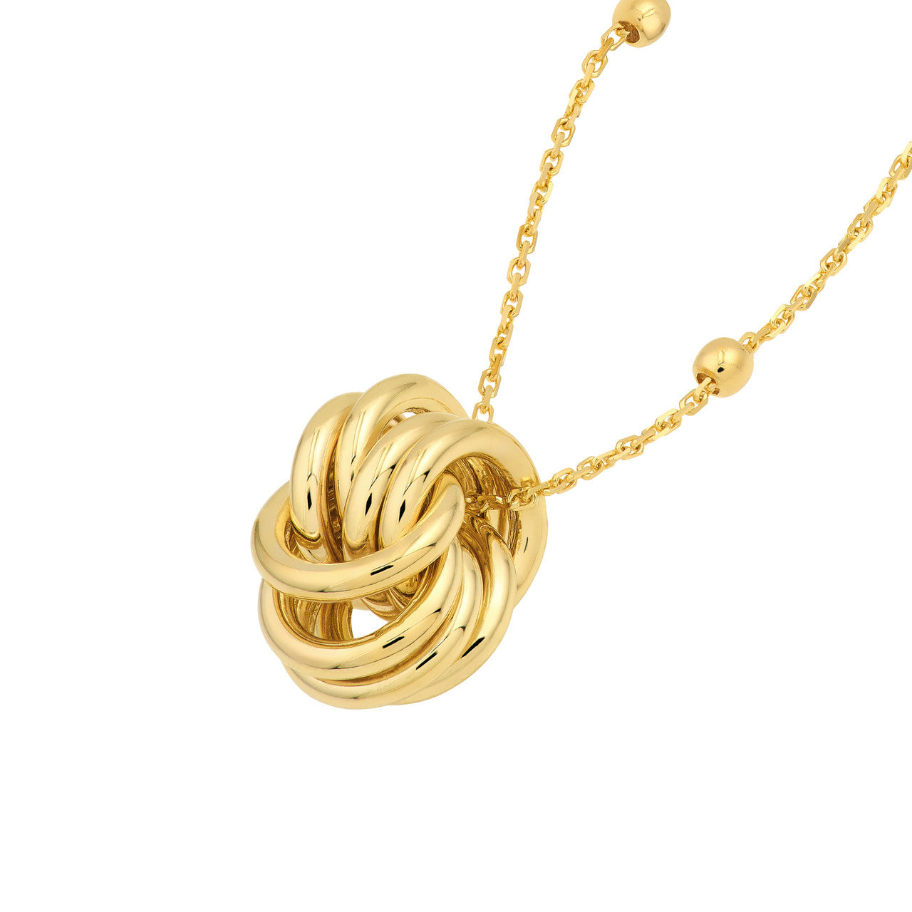 Round Link Nest Pendant Station Necklace 14k Yellow Gold