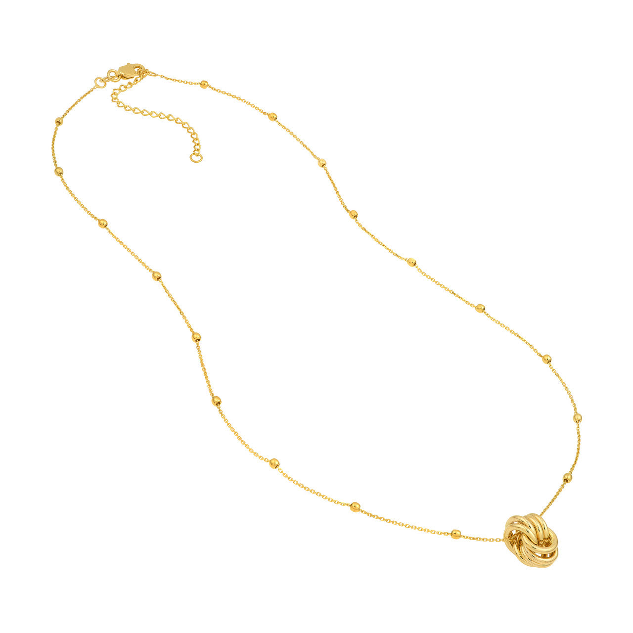 Round Link Nest Pendant Station Necklace 14k Yellow Gold