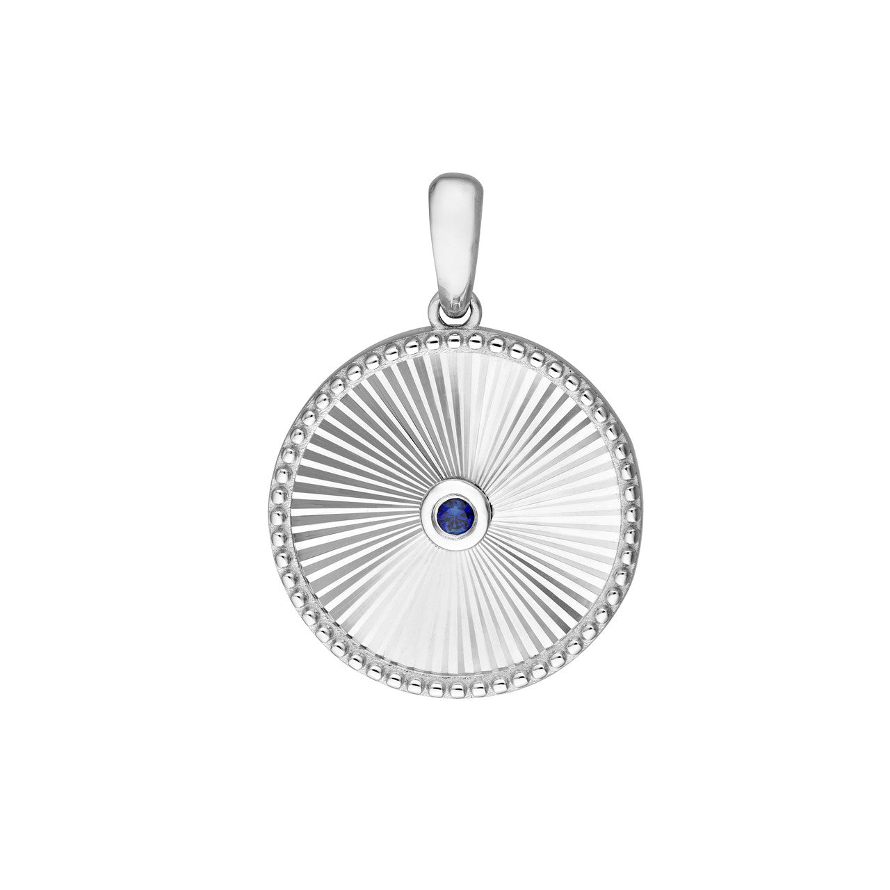 Round Sapphire Radiant Pendant 14K White Gold