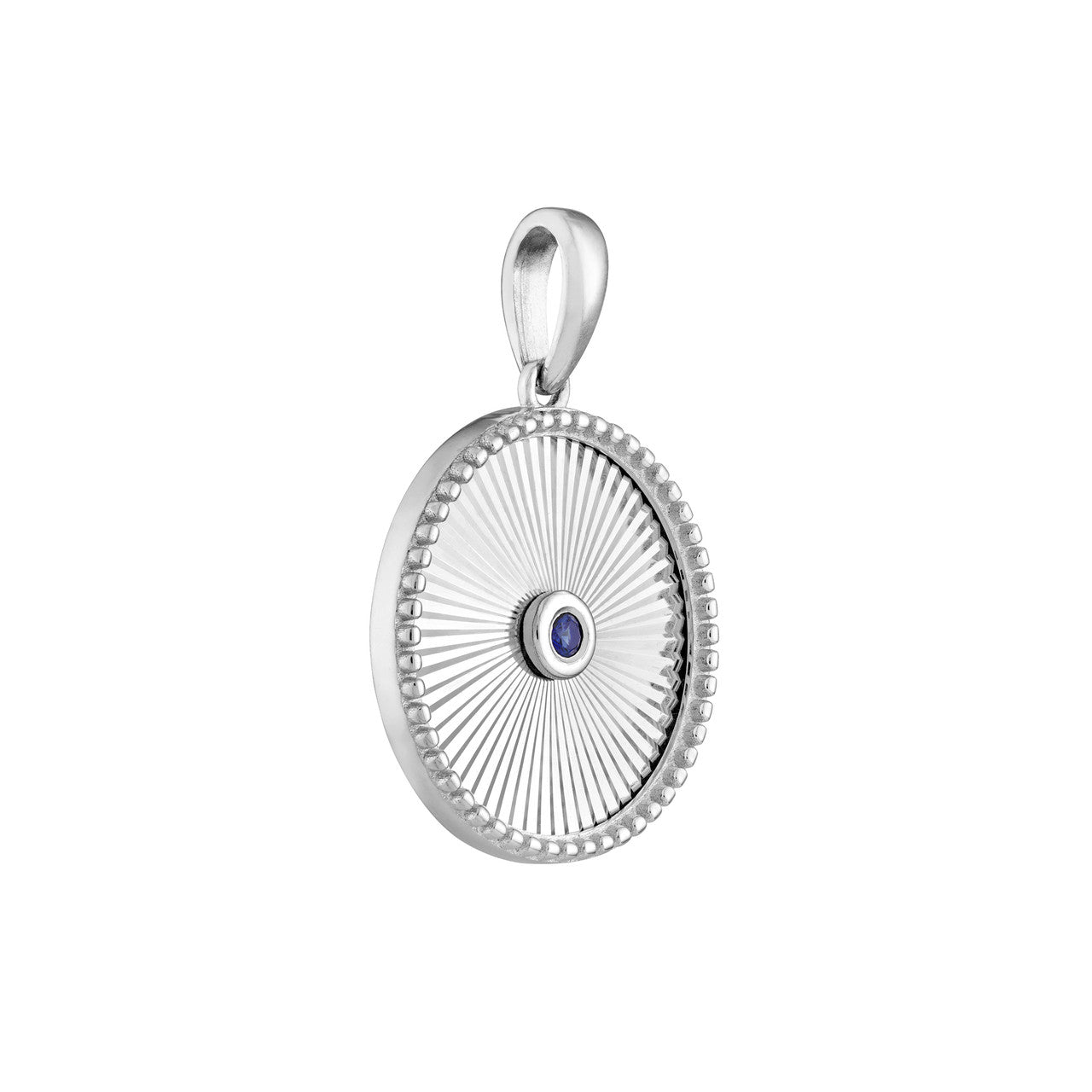 Round Sapphire Radiant Pendant 14K White Gold