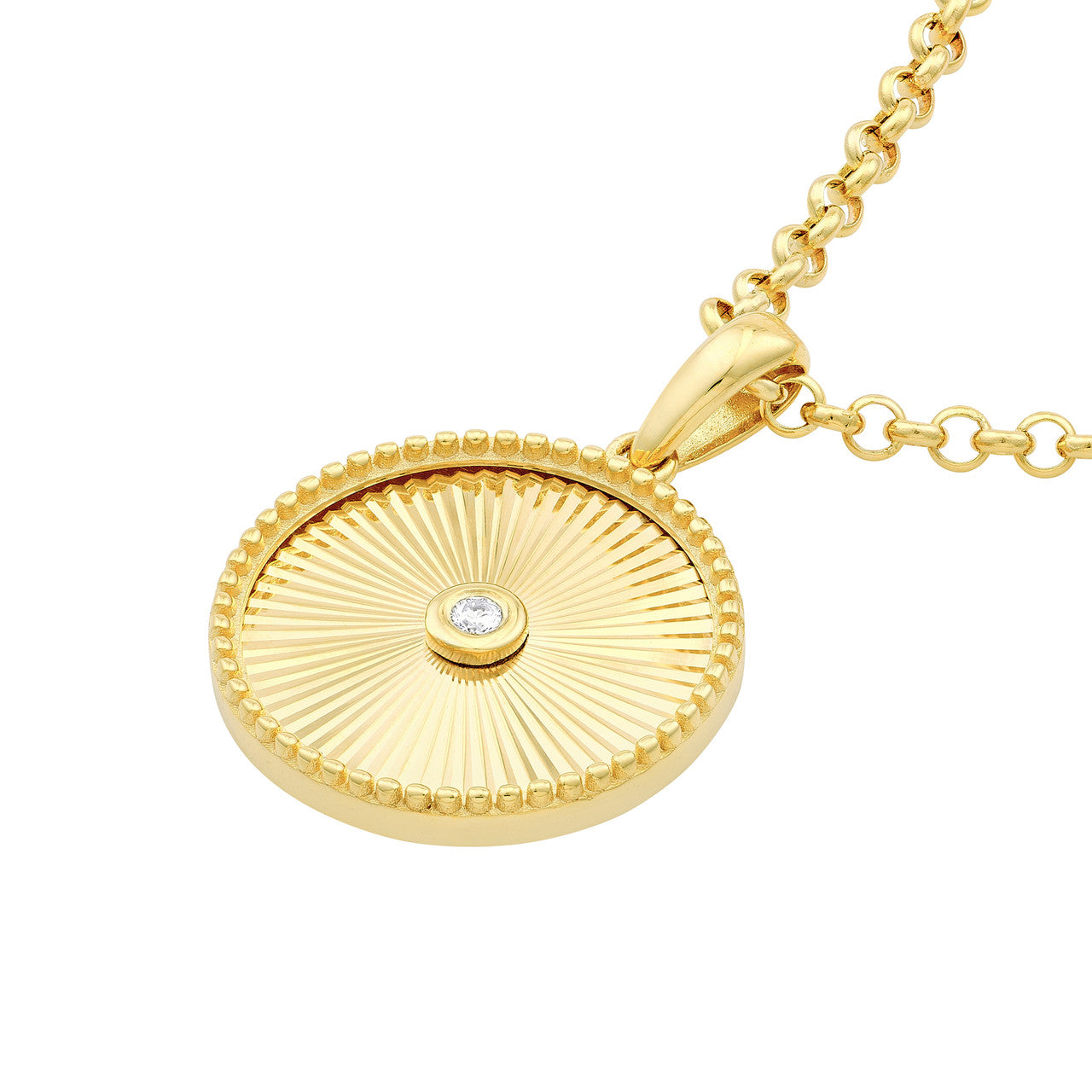 3pt Diamond Round Radiant Pendant in 14K Yellow Gold