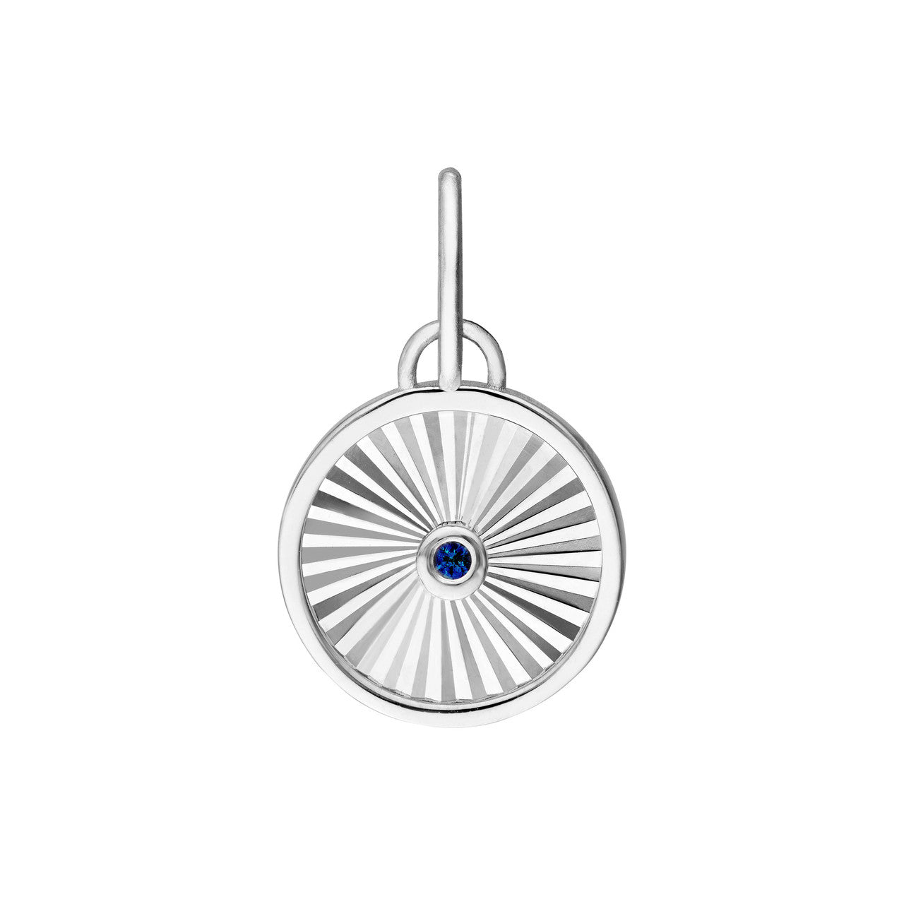 Sapphire Radiant Round Pendant in 14K White Gold