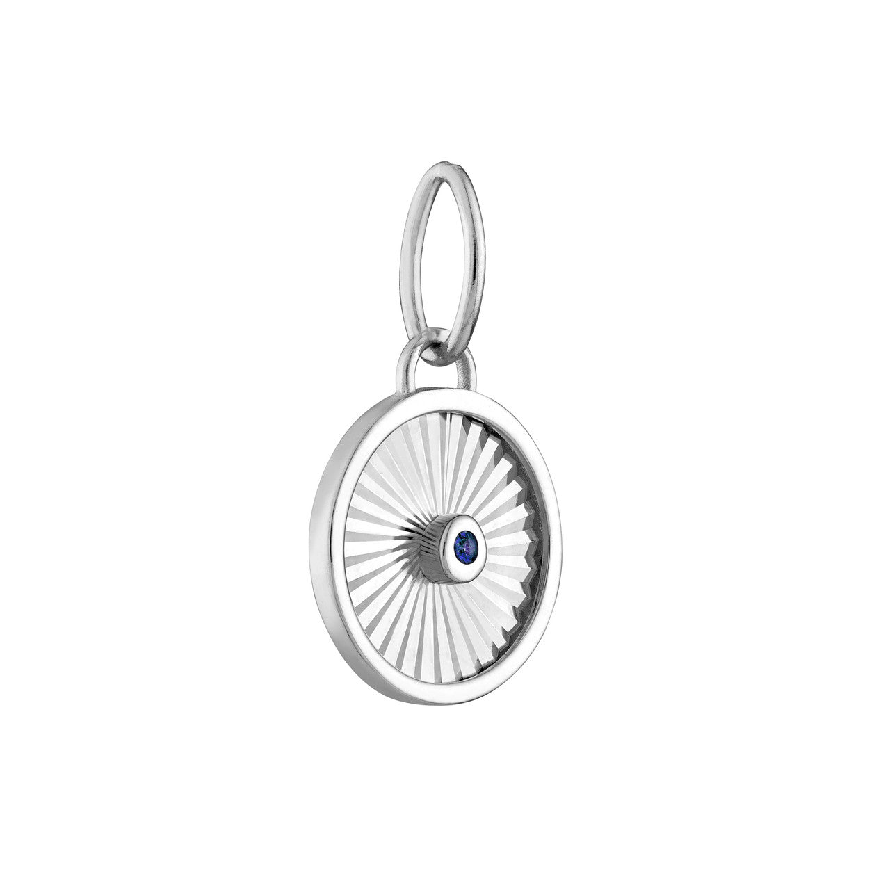 Sapphire Radiant Round Pendant in 14K White Gold