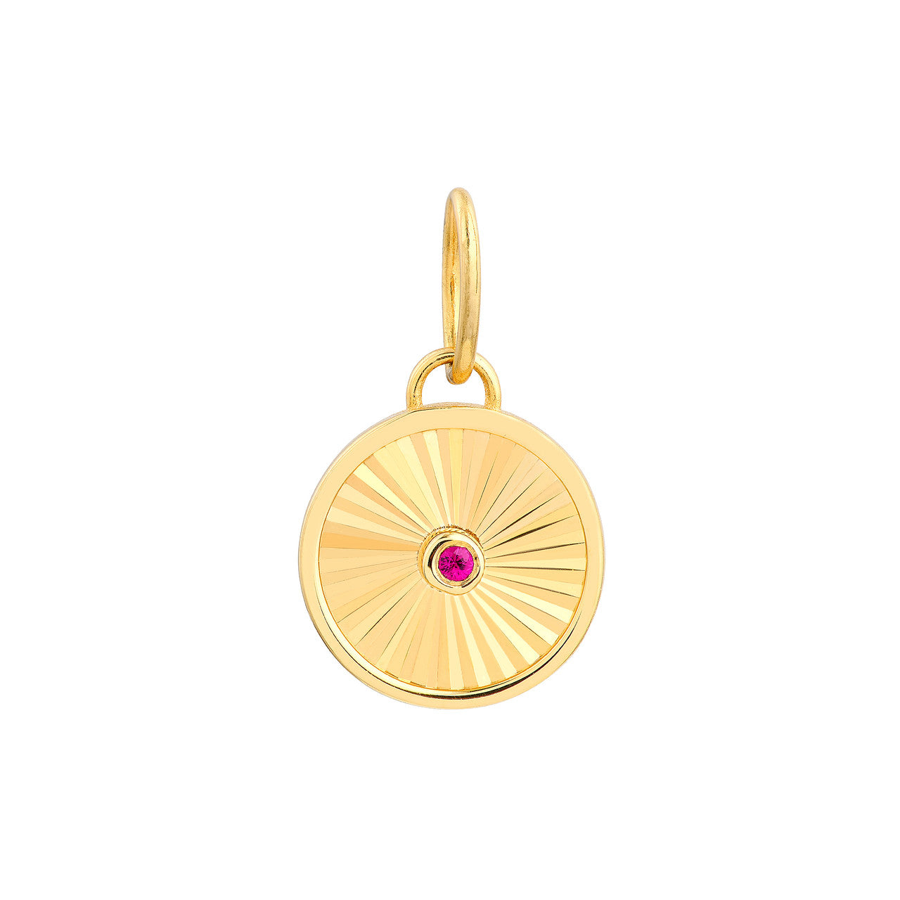 Ruby Round Radiant Pendant in 14K Yellow Gold