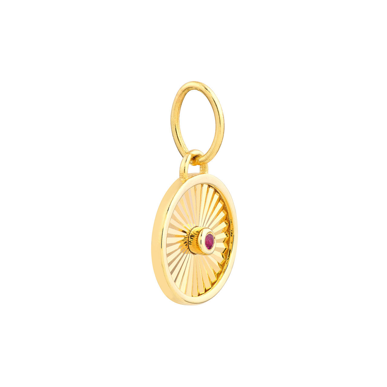 Ruby Round Radiant Pendant in 14K Yellow Gold