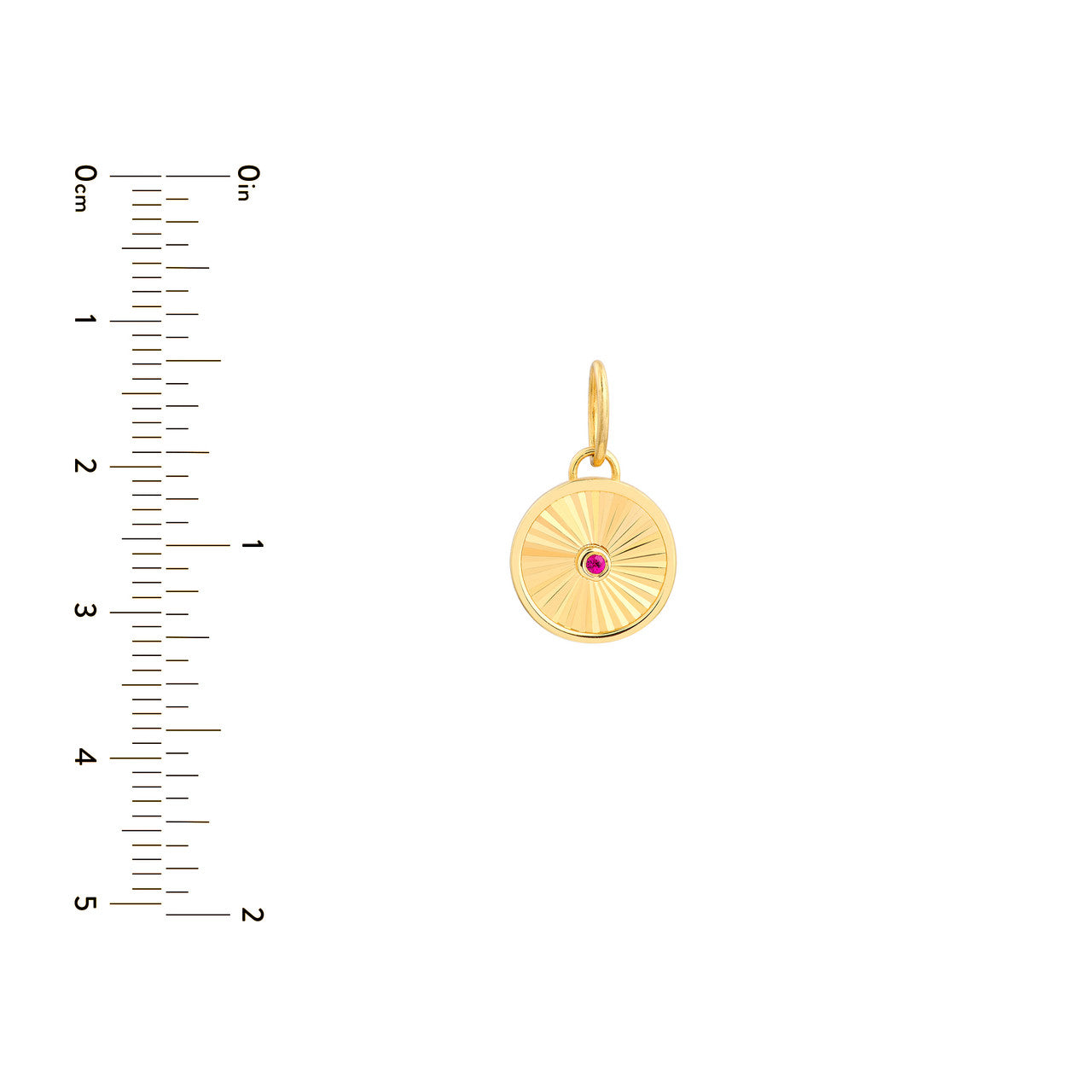 Ruby Round Radiant Pendant in 14K Yellow Gold